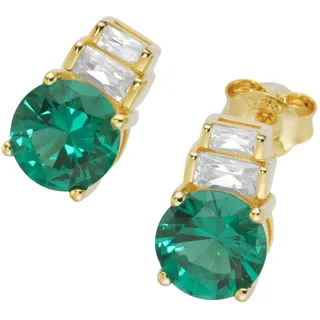 GIORGIO MARTELLO MILANO Paar Ohrstecker »Ohrstecker mit Zirkonia weiß und Kristallsteine grün, Silber 925«, grün