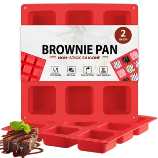 Socluer 2 Stück Mini Brownie Backform, Kleine Kastenform, 9 Hohlräume Kuchenform, Lebensmittelecht und Antihaftbeschichtet, für Maisbrot, Schokolade, Mousse, Eiswürfeln