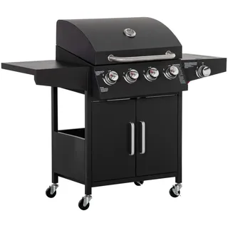 Outsunny Gasgrill Grillwagen 132,4 x 55 x 109 cm Schwarz