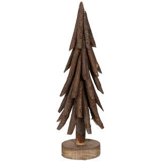 BigBuy Brauner Weihnachtsbaum aus Paulonia-Holz – Natürliche Dekofigur