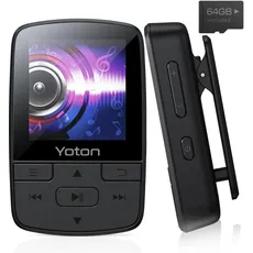 YOTON MP3 Player Bluetooth 5.2, MP3 Player mit kopfhörer, 64 GB großer Speicher, unabhängiger Lautstärkeregler, UKW-Radio, Sprachaufzeichnung und Unterstützung für bis zu 128 GB SD-Karte