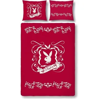 Vaneshome Leinen inklusive Playboy Tatoo rot micro Polyester, 155/220, 80/80 cm - Weiß