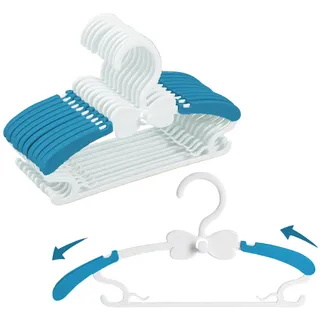 wjwski Kleiderbügel Kinder, 20 Stick Baby kleiderbügel mit Hosenständer, Platzsparend Mitwachsende Kinderkleiderbügel, Antirutsch Blau Schmetterling Bügel für Kinderbekleidung