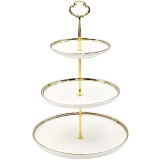 Etagere aus Porzellan, Obst Etagere Tortenständer Servierständer Frühstück Buffetplatte, Moderne Tortenetagere Cupcake Küchen Ständer Party Deko für Dessert Snacks Obst Geburtstag Hochzeit (3)
