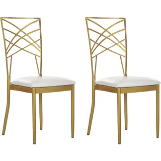 Beliani Esszimmerstuhl Kunstleder Gold/Weiß 2er Set