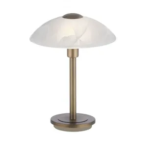 LED Tischlampe Glas Schirm Alabaster Altmessing 28 cm 3 W Tischleuchte dimmbar