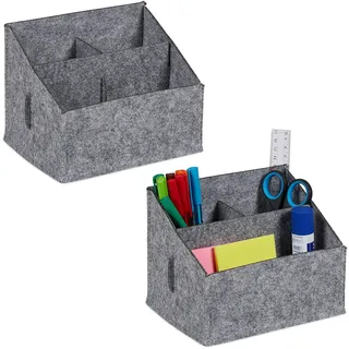 Relaxdays Filz, Schreibtisch Organizer, 2er Set, grau