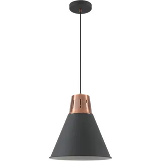 GTV - Pendelleuchte GIANNI Hängelampe Deckenlampe E27 schwarz/gold Metall Lampenschirm 32 cm höhenverstellbar Esszimmer Wohnzimmer Küche modern skandinavisch
