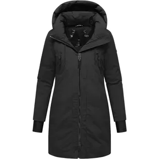 Navahoo Damen, modischer Wintermantel warmer Parka mit abnehmbarer Kapuze und Rucksackträgern innen Winterzart 14 Black Gr. L - L