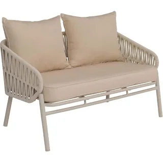MCW Aluminium-Gartenbank P90 Seilgeflecht Rope Stoff/Textil Creme