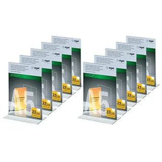 Sigel TA222 Tischaufsteller A5 gerade, 10 Stück, hochwertiges glasklares Acryl, Werbeaufsteller