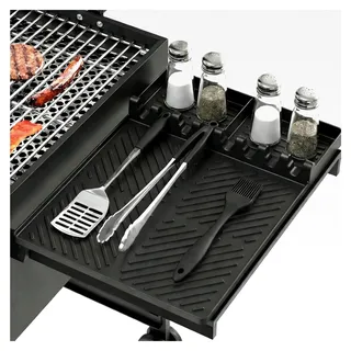 Silikon Grillmatte für Gasgrill Seitenbrenner, Ablagematte für Grillzubehör, Utensilienhalter mit Pinsel, Seitenablagematte für Küchenherd und Grillarbeitsplatten