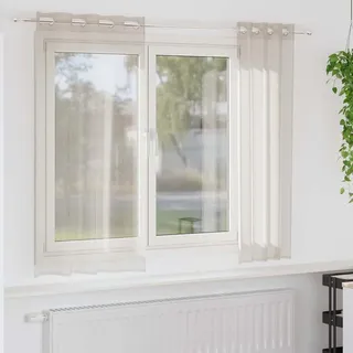 Voile-Vorhang mit Vorhängen 2 pcs Sand 175 x 140 cm Polyester