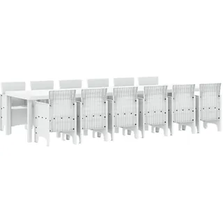 vidaXL Garten Essgruppe 13 pcs Weiß Polt Rattan