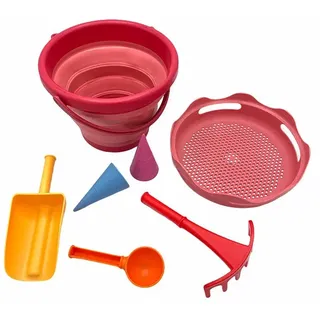 Compactoys Strand-eimer Mit Sandkasten-spielzeug 7 In 1 Puppe - Red - One Size