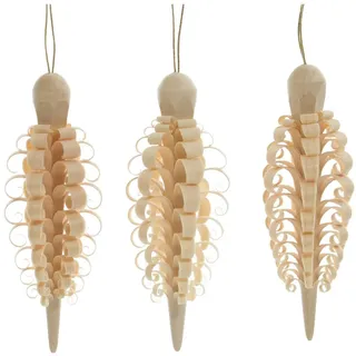Baumbehang Zapfen 3er Set 8x3x3cm NEU Weihnachten Baumschmuck Holzschmuck Holz