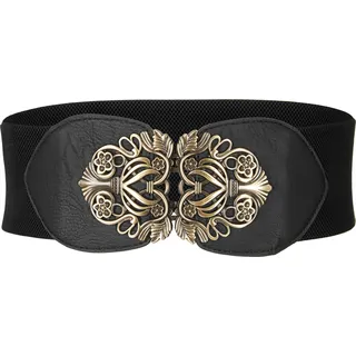 BlackButterfly 3 Zoll Breit Korsett Elastische Vintage Taillengürtel (Schwarz, XXL)