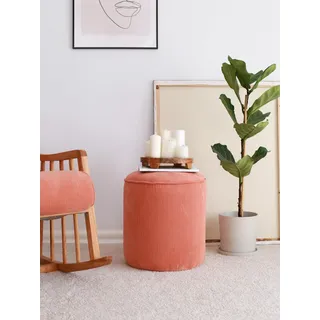 Atelier Del Sofa Stylish Coral Pouffe, 43 x 45 x 43 cm | 100% Wooden Frame, Soft Teddy Fabric, 5 cm DNS Feather | Perfect for Modern Living Rooms & Bedrooms