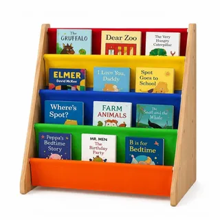 Hyfivvfe Kinder Bücherregal 4 Fach Montessori Bücheraufbewahrung Standregal