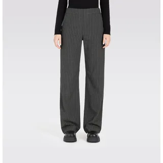 Bootcuthose MAC "CHIARA", Damen, Gr. 42, Länge 30, grau (night schwarz stripes), Flanell, Obermaterial: 63% Polyester, 34% Viskose, 3% Elasthan, bootcut fit lang, Hosen Bootcuthose, Bootcut-Form in figurbetonter Form