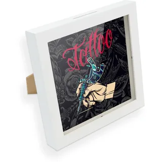 itenga Spardose I Geldgeschenk I Tattoo I Gutschein I Bilderrahmen zum Befüllen I Geschenkverpackung