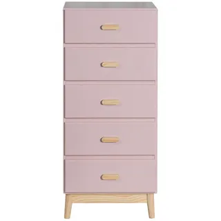 Mobili Rebecca Kommode Rosa 40/50/115 cm , Pink , Holzwerkstoff , Rechteckig , 40x115x50 cm , Kleinmöbel, Kommoden, Kommoden