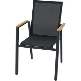 Siena Garden Stapelstuhl Aluminium mit Armlehnen Schwarz