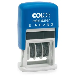 Colop S160/L1 mit Text Eingang, Datum in deutsch (Z.B. 12.OKT.2025), Abdruck Blau/rot, im Blister