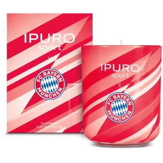 ipuro sport x FC Bayern München Duftkerze - Sportliche Frische mit Grapefruit, Apfel & Sandelholz Duft - Duftkerze im Glas - FC Bayern Fanartikel Geschenk für Fans, Sport- & Duftliebhaber