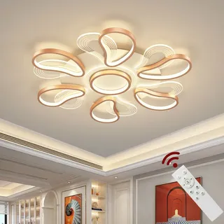 LED Deckenlampe 2139-6MS 82cm rosagold lackierte Metallrahmen Fernbedienung Lichtfarbe/Helligkeit einstellbar dimmbar Wohnzimmerleuchte Deckenlampe - Gold