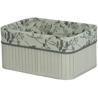 Ambia Home Regalkorb , Weiß , Textil , Bambus , massiv , 14.9 l , rechteckig , 26x18x36 cm , Innenfutter, handgemacht , Ordnen & Aufbewahren, Dekoboxen & Aufbewahrungsboxen, Regalboxen & Stehsammler