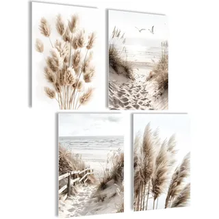 mojoliving Deko Maritim Bilder Set Poster Natur Bilder Natur Strand Muschel Ostsee Deko Nordsee Deko Bild Meer Dune Poster beige Poster Meer Maritime Bilder Landschaft