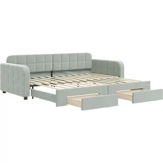 vidaXL Tagesbett Ausziehbar mit Schubladen Hellgrau 90x200 cm Samt