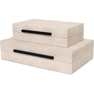 ZIKOUL Große moderne dekorative Box aus Shagreen-Leder, dekorative Aufbewahrungsboxen mit Deckel, für Heimdekoration, stapelbar, Schmuckkästchen, Organizer
