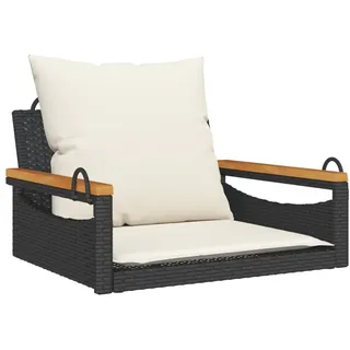 vidaXL Hängesessel mit Kissen Schwarz 63x62x40 cm Poly Rattan - Schwarz