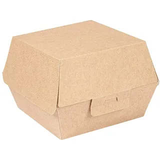 50 Stück - Hamburger-Muscheln 'Thepack' 220 g/m2 14,4 x 13,6 x 9,2 cm (L+) Natur-Wellpappe Nano-Micro