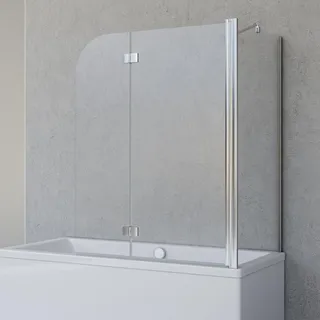 Schulte Duschabtrennung für Badewanne Angle, 2-teilig mit Seitenwand, Profilfarbe Chromoptik, 5 mm Sicherheitglas (ESG) Klar hell, Faltwand: 112 x 142 cm, Seitenwand geeignet für eine Wannebreite von 79 - 81 cm