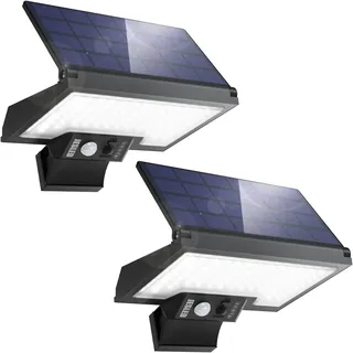 JESLED Solarlampen für Außen mit Bewegungsmelder, 108LEDs Drehbare Solar Aussenleuchte, 4 Modi Solarleuchten Für Außen, IP65 Wasserdichte Sicherheitswandleuchte Für Garten Garage, 2 Stück