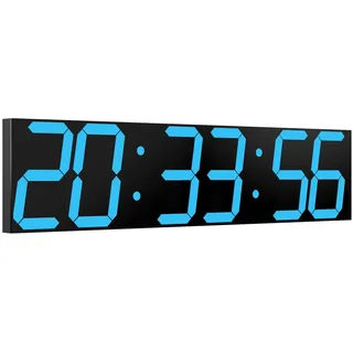 CHKOSDA Digitale Wanduhr, übergroße LED-Digitaluhr mit Auto-Dimmer, riesiger Countdown-Timer mit Fernbedienung, 27in breites LED-Display, 6 Ziffern, Wandhalterung, Datum und Temperatur (Eisblau)