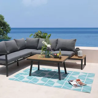 RED DECO Galapagos 180x120cm Outdoor Teppich türkis/weiß