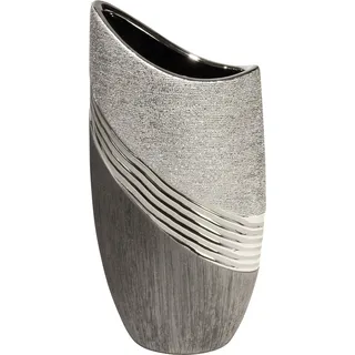 Moderne Dekovase Blumenvase Tischvase aus Keramik silber/grau Höhe 20 cm