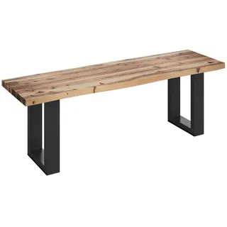 Ambia Garden Gartenbank , Schwarz, Akaziefarben , Holz, Metall , Akazie , massiv , 160x45x40 cm , Fsc , Gartenmöbel, Gartenbänke, Gartenbänke