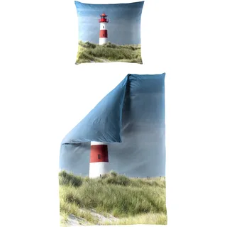 BIERBAUM Bettwäsche 5285 Blau 135 x 200 cm + 2 x 80 x 80 cm