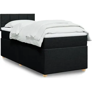 Langlebige Boxspringbett mit Matratze Schwarz 90x190 cm Stoff Gästebett mit Lattenrost Möbel8363116 - Schwarz