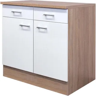 Flex-Well Unterschrank Samoa 80 x 85 x 60 cm Weiß-Sonoma Eiche