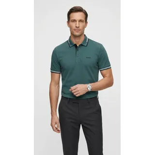 Poloshirt BOSS GREEN "Paul Slim Fit Stretch-Baumwoll-Pique", Herren, Gr. 3XL, grün (open grün356), Jersey, Obermaterial: 92% Baumwolle, 8% Elasthan, slim fit, hoch geschlossener Ausschnitt, eingesetzt Bündchen kontrastfarben, Shirts Poloshirt, mit Polokragen