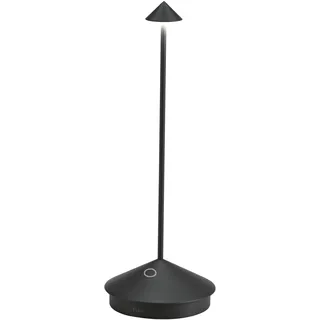 Zafferano, Pina Lampe, Wiederaufladbare und Kabellose Tischlampe mit Touch Control, Geeignet für den Innen- und Außenbereich, Dimmer, 2200-3000 K, Höhe 29 cm, Farbe Schwarz