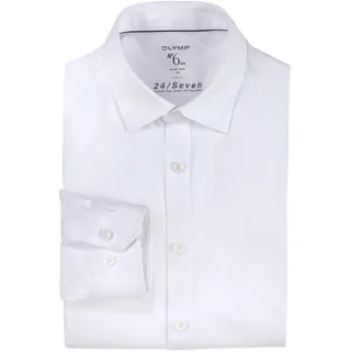 Businesshemd OLYMP "No. Six 24/Seven super slim", Herren, Gr. 44, N-Gr, weiß, Web, Obermaterial: 92% Baumwolle, 8% Elasthan, sehr schmal, Hemden Businesshemd, in bequemer Jersey-Qualität