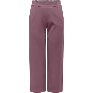 Culotte ONLY "ONLPOPTRASH LIFE MW STRAIGHT CULOTTE PNT", Damen, Gr. L, N-Gr, rose braun, Milano Rib, Obermaterial: 63% Viskose, 32% Nylon, 5% Elasthan, unifarben, regular fit knöchelfrei, Hosen Culotte, elastisches Bündchen hinten