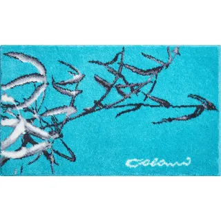 Grund Badteppich , Türkis , Textil , Bäume , rechteckig , 60x100 cm , Oeko-Tex® Standard 100, Made in Europe , rutschfest , Heimtextilien, Badtextilien, Badematten